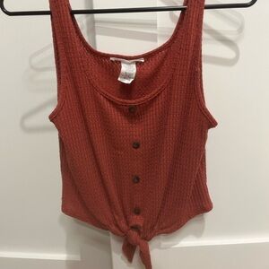 Women's Rust Button-Down Crop Tank Top